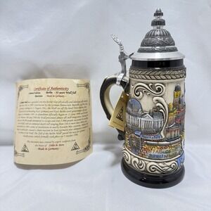 Zoller Born Beer Stein 30 Year Fall Of Berlin Wall #207/5000 Pewter Lid Mint COA
